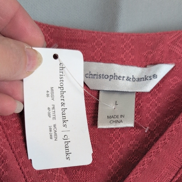 Christopher & Banks Textured Blouse in‎ Deep Rose New Large - Picture 6 of 8